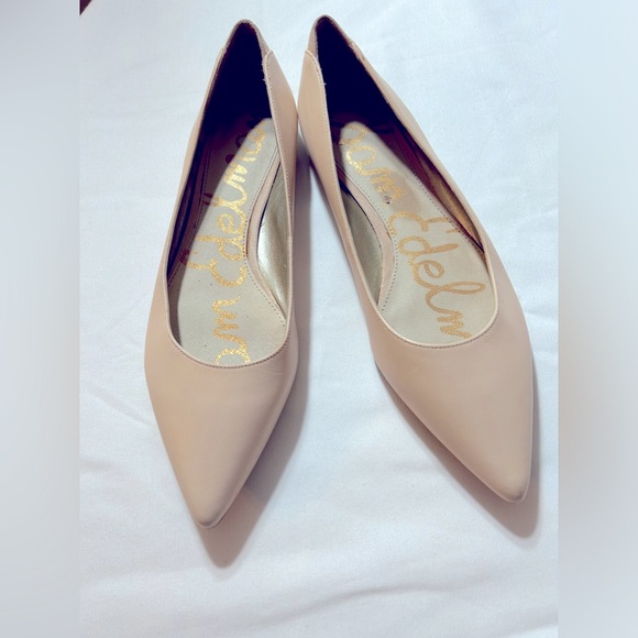 Sam Edelman Rae Pointed Toe Nude Leather Flats Sz 8.5 - Picture 1 of 8